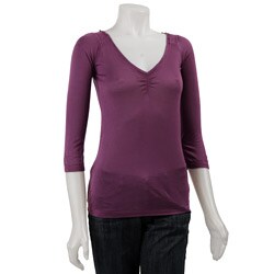 BCBGeneration Women's Ruched V-neck Tee