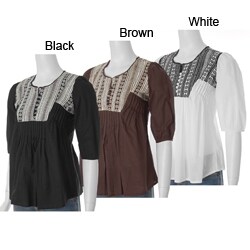 Funky People Women's Print-detailed Pintucked Blouse