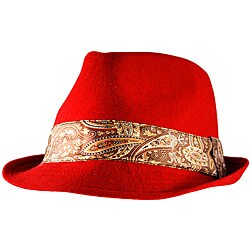 Yesac Unisex Red Wool Fedora Hat