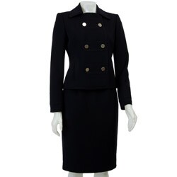 Calvin Klein Women's Navy Double-breasted Skirt Suit