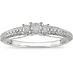Miadora 14k White Gold 1/2ct TDW Diamond 3-stone Ring (I-J, I2-I3)