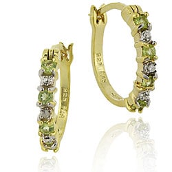 Glitzy Rocks 18k Gold/ Sterling Silver Peridot Hoop Earrings