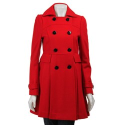 Miss Sixty Women's Double-breasted Pleated Bottom Wool Coat