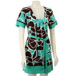 Max & Cleo Women's Printed Belted Jersey Dress