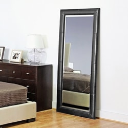 Elayne Black Bi-cast Leather Floor Mirror