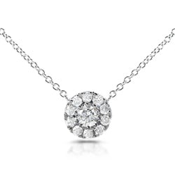14k White Gold 1/3ct TDW Round Diamond Halo Necklace