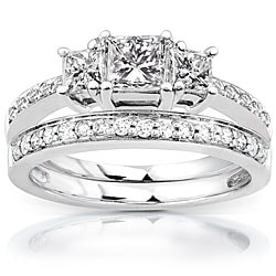 14k Gold 1 1/6ct TDW Princess Diamond Bridal Set (H-I, I1-I2)
