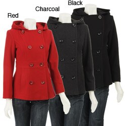 AK Anne Klein Women's Petite Hooded Wool Peacoat
