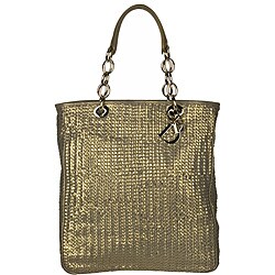 Dior Gold Metallic Woven Medium Tote 