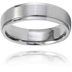Men's Brushed-and-polished Titanium Ring with Comfort-fit Band