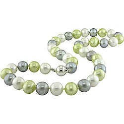 Miadora Sterling Silver Multicolor FW Pearl Necklace (9-10 mm)