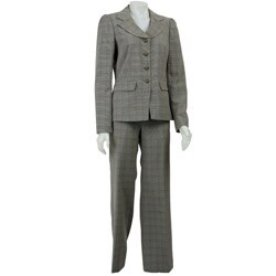 Emily Two-piece Four-button Notch Collar Plaid Pant Suit