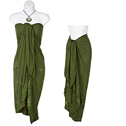 Indonesian Handmade Fringed-rayon Sarong with Bamboo Design