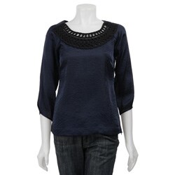 BCBGeneration Women's 3/4-sleeve Loop Trim Top