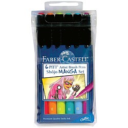 Faber-Castell Manga Shojo Pitt Artist Brush Pens (Pack of 6)