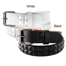 Kid's Black and White Studded Faux Leather Belt
