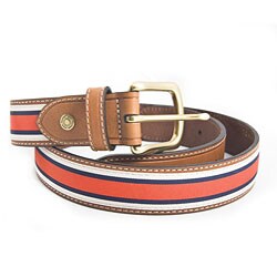Tommy Hilfiger Men's Red/ White/ Blue Fabric Stripe Belt