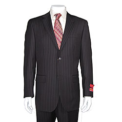 Mantoni Men's 2-button Dark Brown Striped Suit