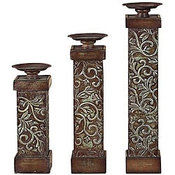 Wood and Metal Candle Holders (Set of 3)