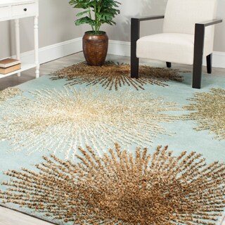 Handmade Soho Burst Blue New Zealand Wool Rug (3'6 x 5'6)
