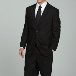 Carlo Lusso Men's Solid Black Tonal Two-button Suit