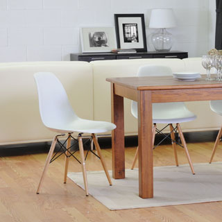 Wood Leg White Accent Chairs (Set of 2)