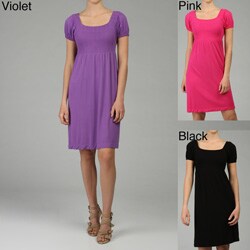 J.J. Authentic Women's Short-sleeve Smocked ITY Dress