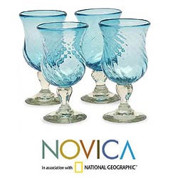 Set of 4 'Caribbean Sea' Cocktail Glasses (Mexico)