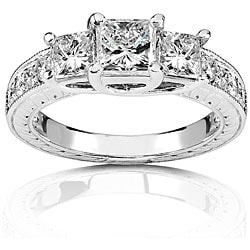 14k Gold 1 1/3ct TDW Princess 3-stone Diamond Ring (H-I, I1-I2)