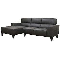 Theresa 2-piece Black Leather Sectional Sofa