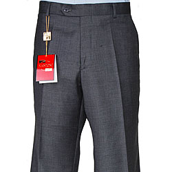 Mantoni Men's Charcoal Grey Wool Flat-front Pants