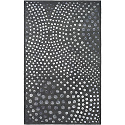 Handmade Soho Deco Wave Dark Grey N. Z. Wool Rug (7'6 x 9'6)