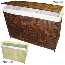 America Basket Company Woven Maize 3-Section Lined Hamper