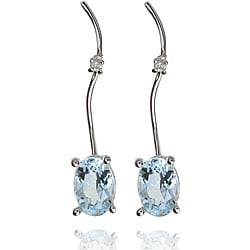 14k White Gold Aquamarine and Diamond Accent Earrings