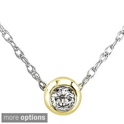 14k Gold 1/10ct TDW Diamond Solitaire Necklace with Gift Box