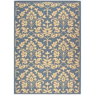 Indoor/ Outdoor Seaview Natural/ Blue Rug (4' x 5'7)