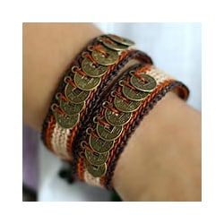 'Coins of The Earth' Beaded Wristband Bracelets (Set of 2) (Thailand)