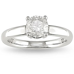 Miadora 14k White Gold 1ct TDW Diamond Solitaire Engagement Ring (H-I, I2-I3)