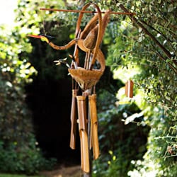 Bamboo and Coconut 26-inch Bird with Baby Chime (Indonesia)