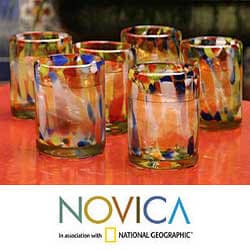 Set of 6 Glass 'Liquid Confetti' Tumblers (Mexico)
