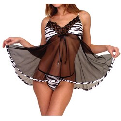 Illusions Women's Animal Print Baby Doll Set