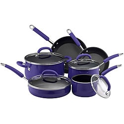 Rachael Ray Hard Enamel Blue Two Tone 10-Piece Cookware Set