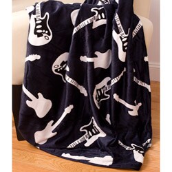 Guitars Print Microluxe Throw