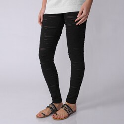 Adi Designs Junior's Distressed Detail Stretch Leggings