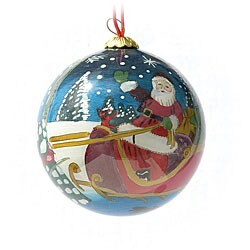 Waving Santa Glass Christmas Ornament (Case of 60)