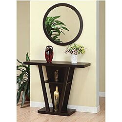 Taree Round Red Cocoa Beveled Mirror