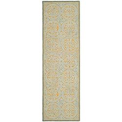 Handmade Cambridge Blue Wool Rug (2'6 x 10')