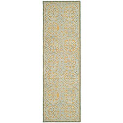 Handmade Cambridge Blue Wool Rug (2'6 x 12')