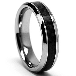 Women's Tungsten Carbide and Black Carbon Fiber Ring (5 mm)