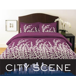 City Scene Branches Purple 3-piece King-size Duvet Cover Set